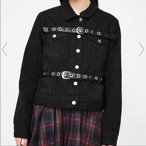 Disturbia Black Jean Jacket with Silver Accents